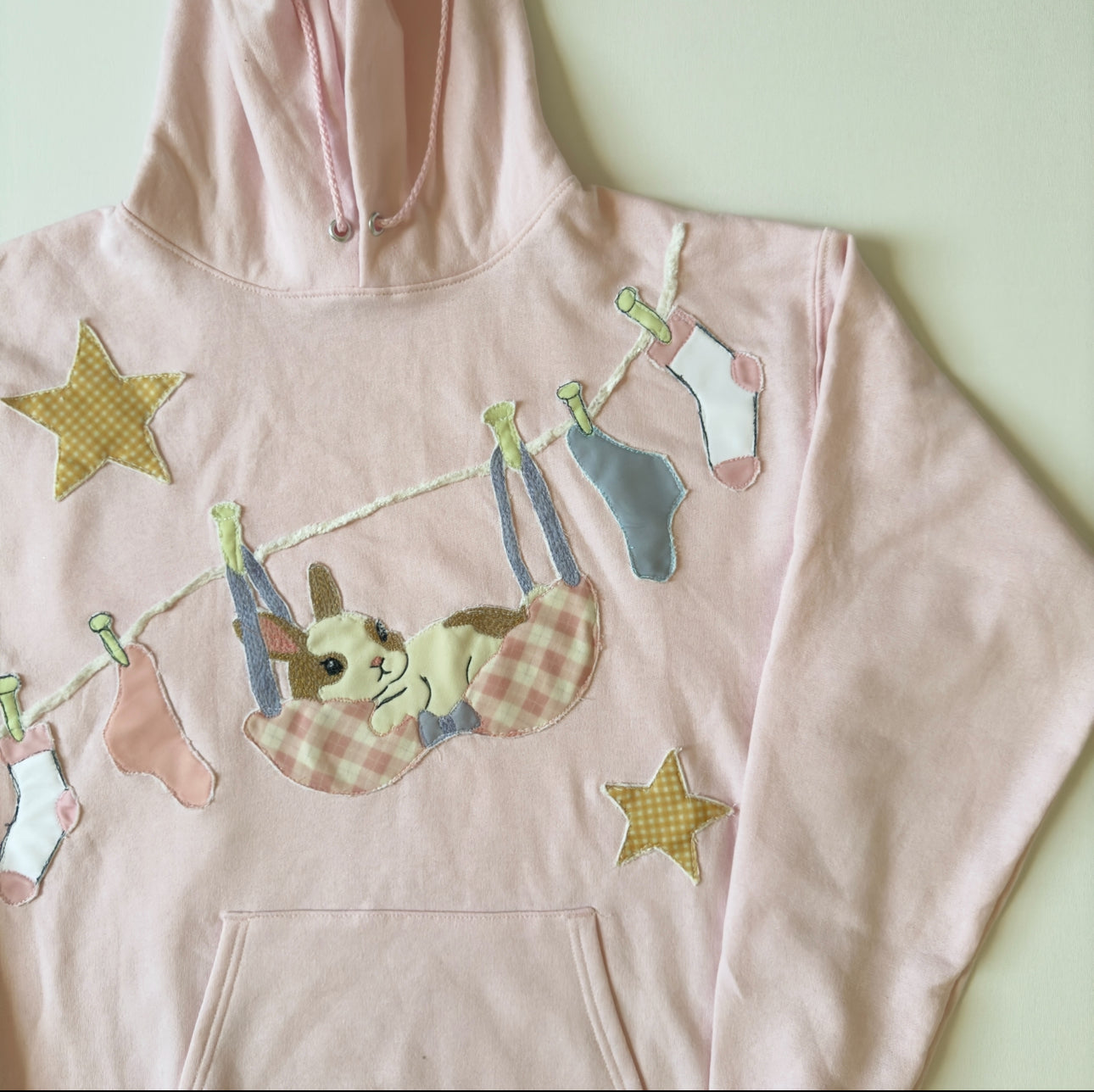Bunny Clothespin Pink Hoodie
