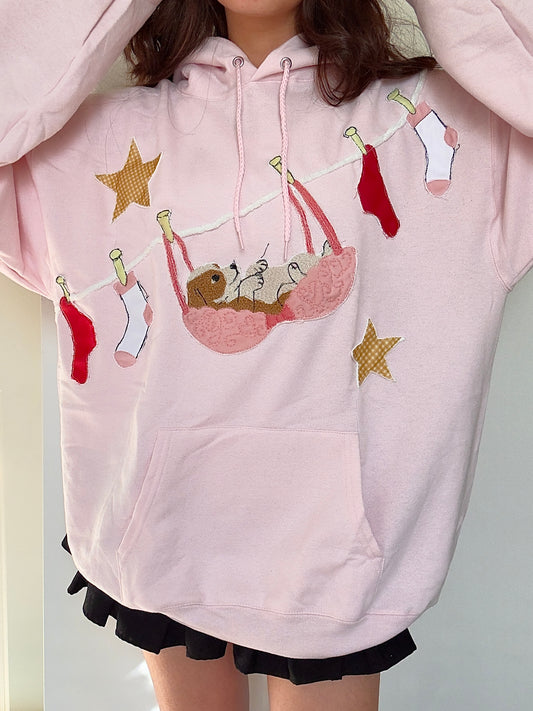 Doggie Clothespin Pink Hoodie