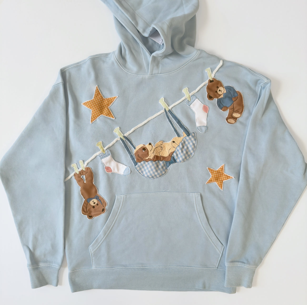 Doggie Clothespin Baby Blue Hoodie