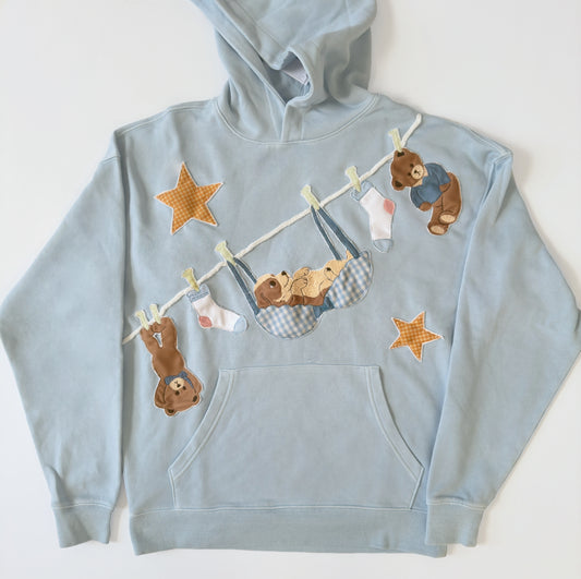 Doggie Clothespin Baby Blue Hoodie