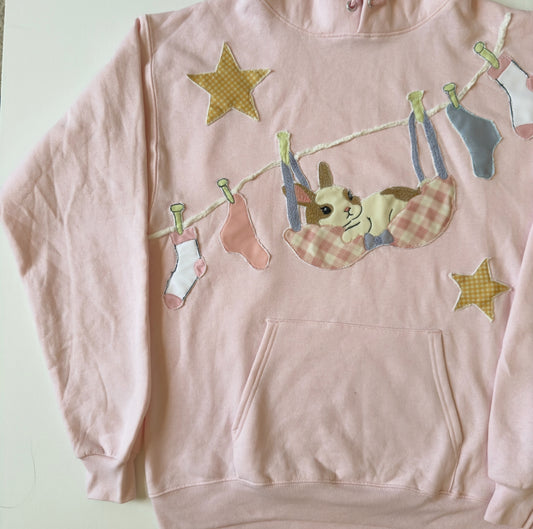 Bunny Clothespin Pink Hoodie