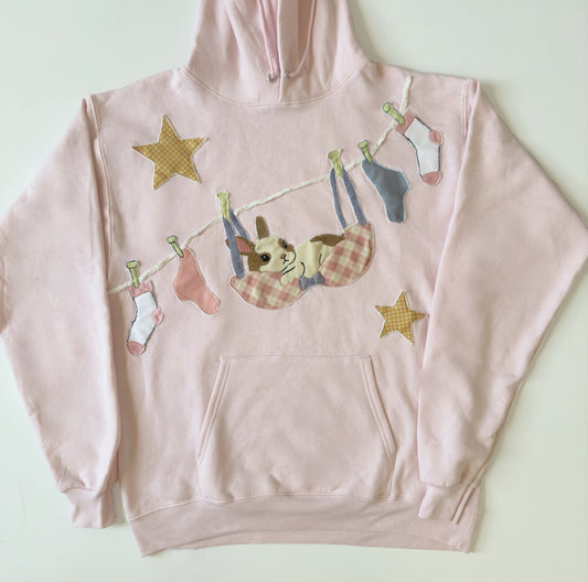 Bunny Clothespin Pink Hoodie