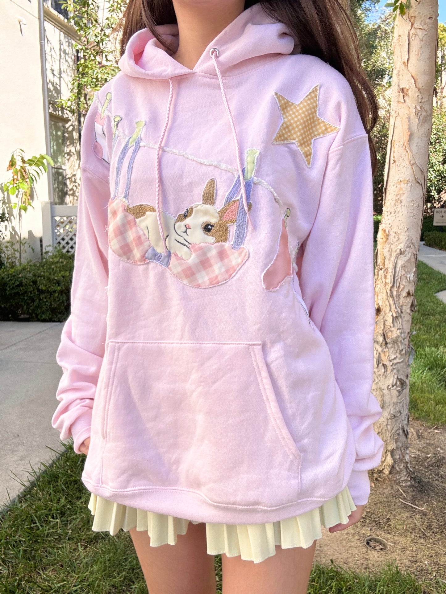 Bunny Clothespin Pink Hoodie