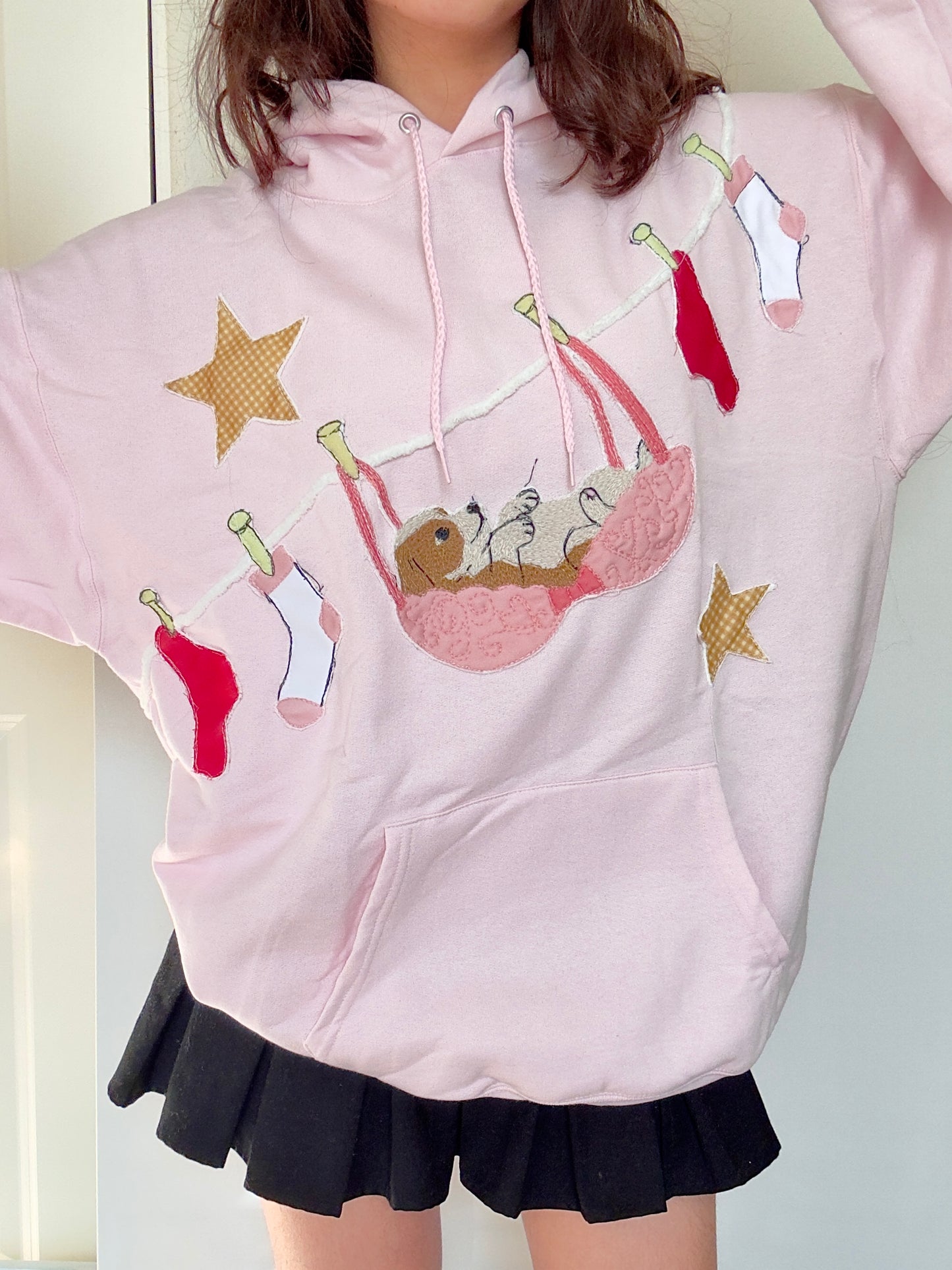 Doggie Clothespin Pink Hoodie