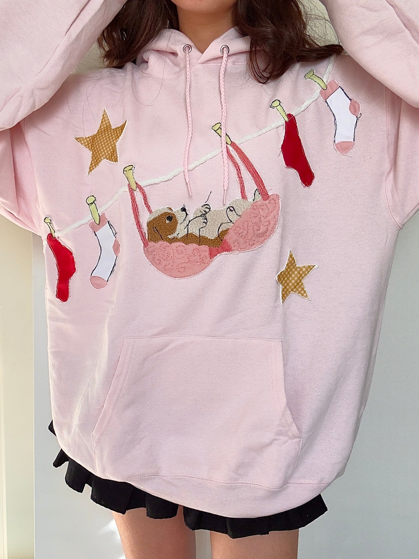 Doggie Clothespin Pink Hoodie