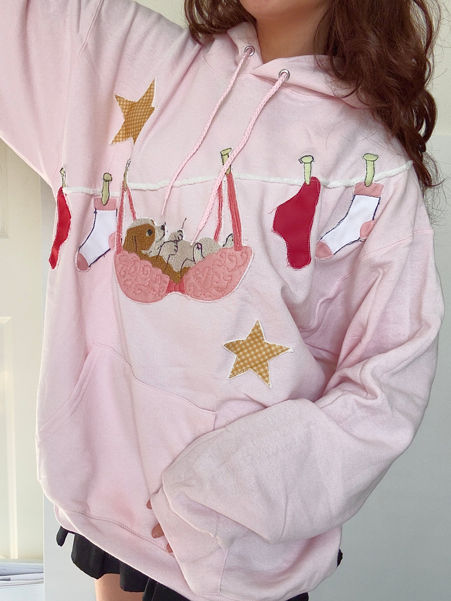 Doggie Clothespin Pink Hoodie